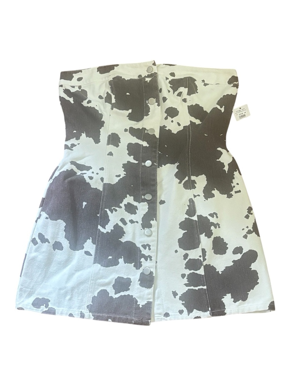 Le Lis Strapless Cow-Print Mini Dress in Brown and White Size L NWT
